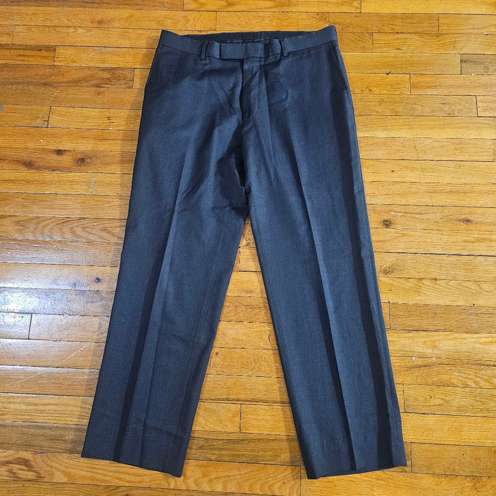 BOSS Hugo Boss James Brown Flat Front Wool Dress Pants Black 34 Regular